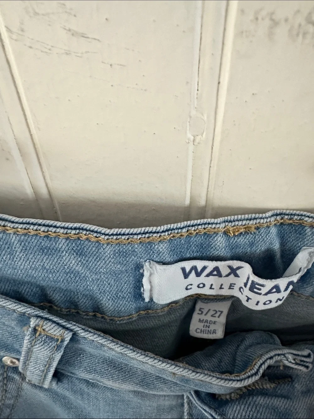 Wax Jean Wide Leg Cargo Jeans in Faded Blue sz 5/27